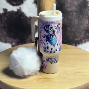 Dalmatian Print Keychain with Pom Pom